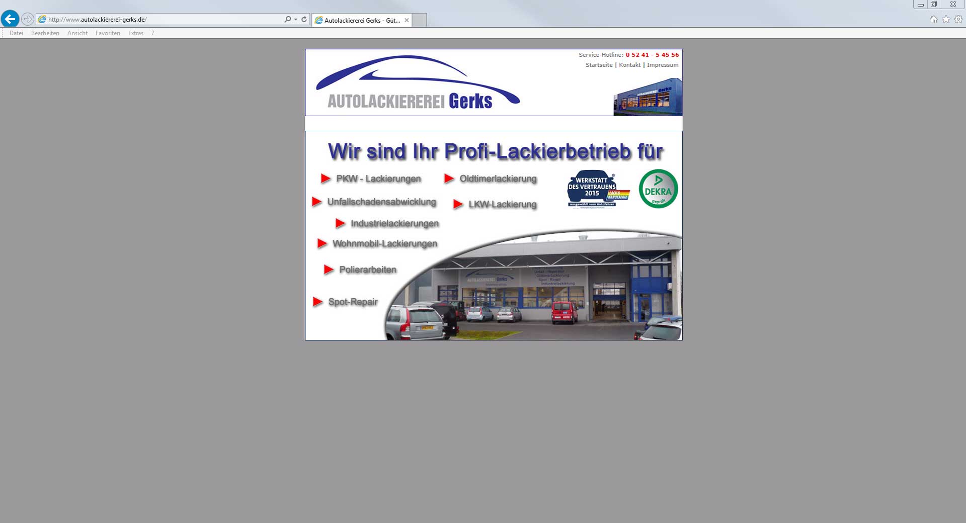 Screenshot Autolackiererei Gerks Webseite